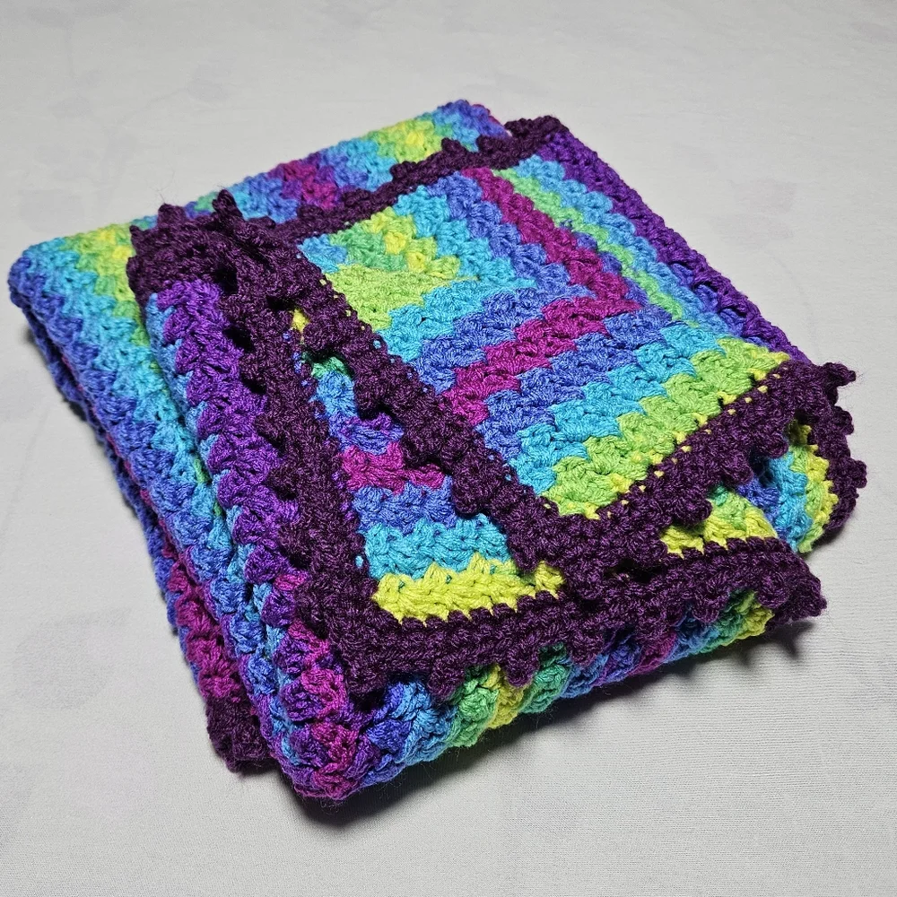 *New* Crochet afghan baby throw striped blanket  app. 35